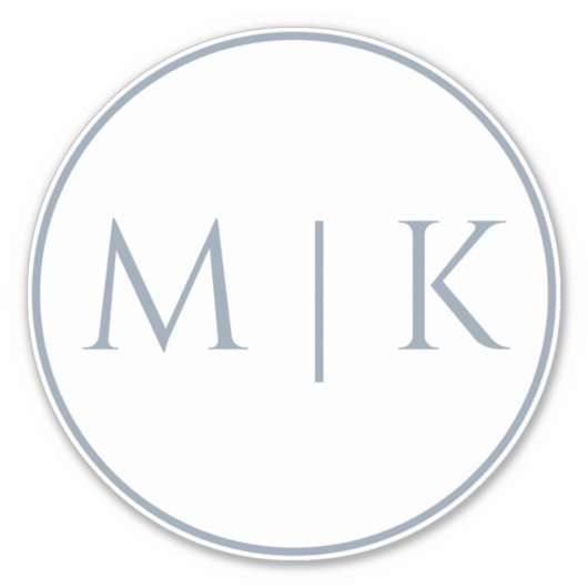 Dusty Blue Monogram Name Einfache Minimale Hochzei Aufkleber (Vorderseite)