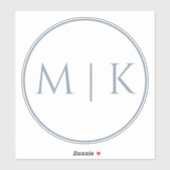 Dusty Blue Monogram Name Einfache Minimale Hochzei Aufkleber (Blatt)