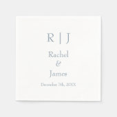 Dusty Blue Monogram Name Einfache Minimale Hochzei Serviette (Vorderseite)