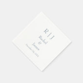 Dusty Blue Monogram Name Einfache Minimale Hochzei Serviette (Ecke)