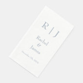 Dusty Blue Monogram Name Einfache Minimale Hochzei Serviette (Ecke)
