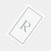 Dusty Blue Monogram Name Wedding Brautparty Serviette (Ecke)