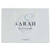 Dusty Blue Monogram Personalisiert Bridesmaid Große Geschenktüte (Vorderseite)