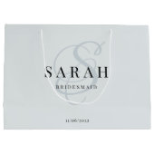 Dusty Blue Monogram Personalisiert Bridesmaid Große Geschenktüte (Rückseite)