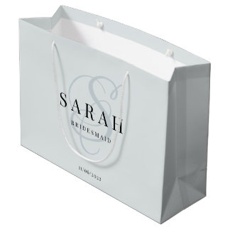 Dusty Blue Monogram Personalisiert Bridesmaid Große Geschenktüte