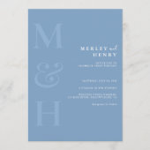 Dusty Blue Monogram QR Code All In One Wedding Einladung (Vorderseite)
