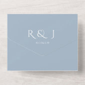 Dusty Blue Monogram QR Code Hochzeitdatum All In One Einladung (Rückseite)