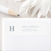 Dusty Blue Monogram Simple Return Address Label (Insitu)