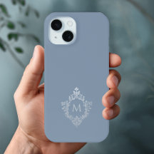 Dusty Blue Monogram Wappen Elegant Vintag Gray