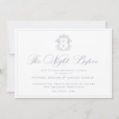Dusty Blue Monogram Wappen The Night Before Invasi Save The Date (Vorderseite)