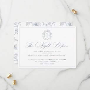 Dusty Blue Monogram Wappen The Night Before Invasi Save The Date