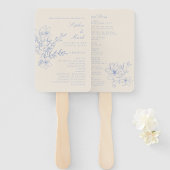 Dusty Blue Monogram Wappen Wedding Program Handfan Fächer