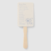 Dusty Blue Monogram Wappen Wedding Program Handfan Fächer (Rückseite)