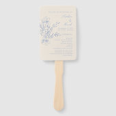 Dusty Blue Monogram Wappen Wedding Program Handfan Fächer (Vorderseite)