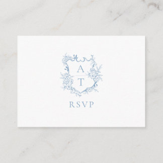 Dusty Blue Monogram Wappen Wedding QR Code UAWG Begleitkarte