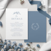 Dusty Blue Monogram Wedding Begleitkarte