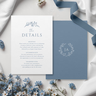 Dusty Blue Monogram Wedding Begleitkarte