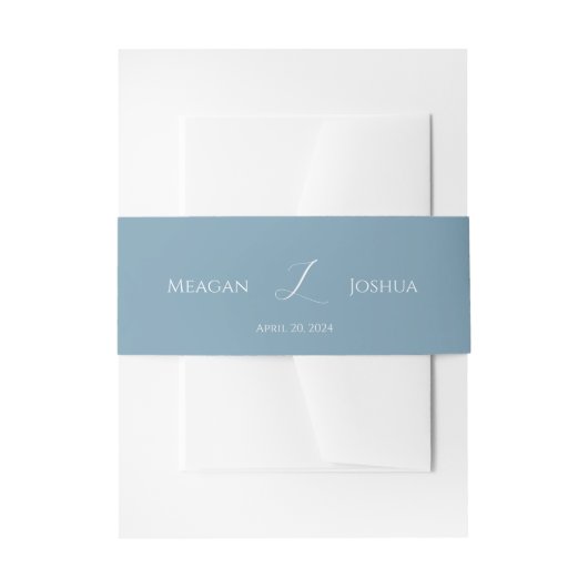 Dusty Blue Monogram Wedding Bly Band (Vorderseite Beispiel)