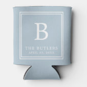 Dusty Blue Monogram Wedding Can Cooler Dosenkühler (Vorderseite)