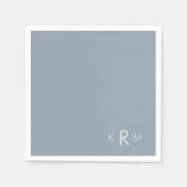 Dusty Blue Monogram Wedding Cocktail Serviette (Vorderseite)
