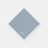 Dusty Blue Monogram Wedding Cocktail Serviette (Ecke)