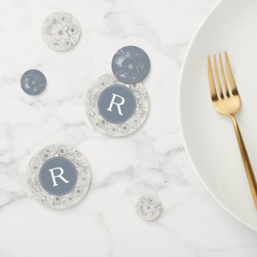 Dusty Blue Monogram Wedding Confetti Konfetti (Gruppe)