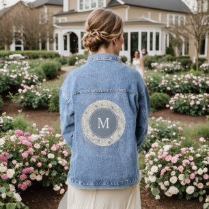 Dusty Blue Monogram Wedding Denim Jacket Jeansjacke