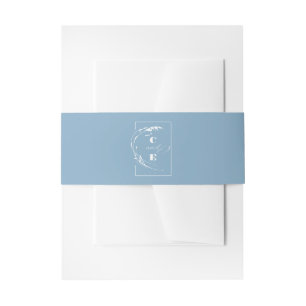 Dusty Blue Monogram Wedding Einladungsbanderole