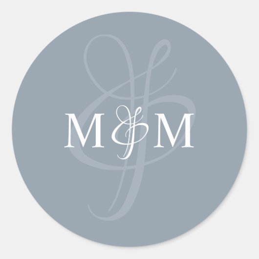 Dusty Blue Monogram Wedding Envelope Sticker Siege (Vorderseite)