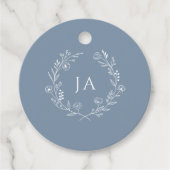 Dusty Blue Monogram Wedding Geschenkanhänger (Vorderseite)