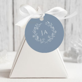 Dusty Blue Monogram Wedding Geschenkanhänger