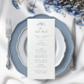 Dusty Blue Monogram Wedding Menükarte