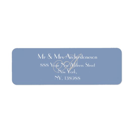 Dusty Blue Monogram Wedding Modern Rücksendeadress (Vorne)