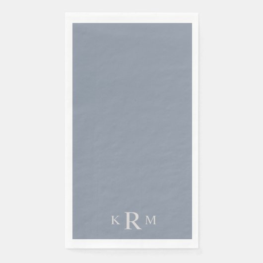 Dusty Blue Monogram Wedding Paper Handtücher Serviette (Vorderseite)