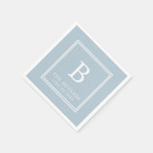 Dusty Blue Monogram Wedding Paper Napkins Serviette (Ecke)