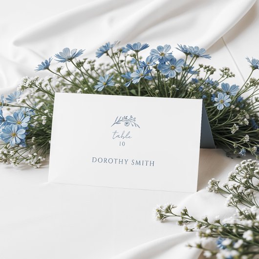Dusty Blue Monogram Wedding Platzkarte
