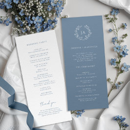 Dusty Blue Monogram Wedding Programm