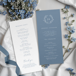 Dusty Blue Monogram Wedding Programm