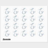 Dusty Blue Monogram Wedding Runder Aufkleber (Blatt)