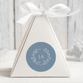 Dusty Blue Monogram Wedding Runder Aufkleber