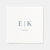 Dusty Blue Monogram Wedding Serviette (Vorderseite)