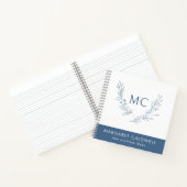Dusty Blue Monogram Wreath Business Notizblock (Innenseite)