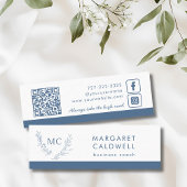 Dusty Blue Monogram Wreath Mini Visitenkarte