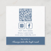 Dusty Blue Monogram Wreath Quadratische Visitenkarte (Rückseite)