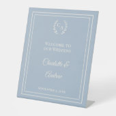 Dusty blue monogrammed elegant wedding welcome  sockelschild (Vorderseite)
