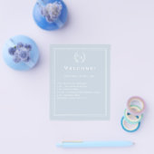 Dusty blue monogrammed wedding program details flyer (Einzeln)