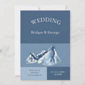 Dusty Blue Mountain Landscape Modern Wedding  Einladung (Vorderseite)