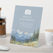 Dusty Blue Mountains Foto Gästebuch Sockelschild (In SItu)