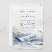 Dusty Blue Mountains Hochzeit Einladung QR Code (Vorderseite)