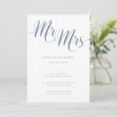 Dusty Blue Mr. & Mrs. Wedding Einladung (Stehend Vorderseite)